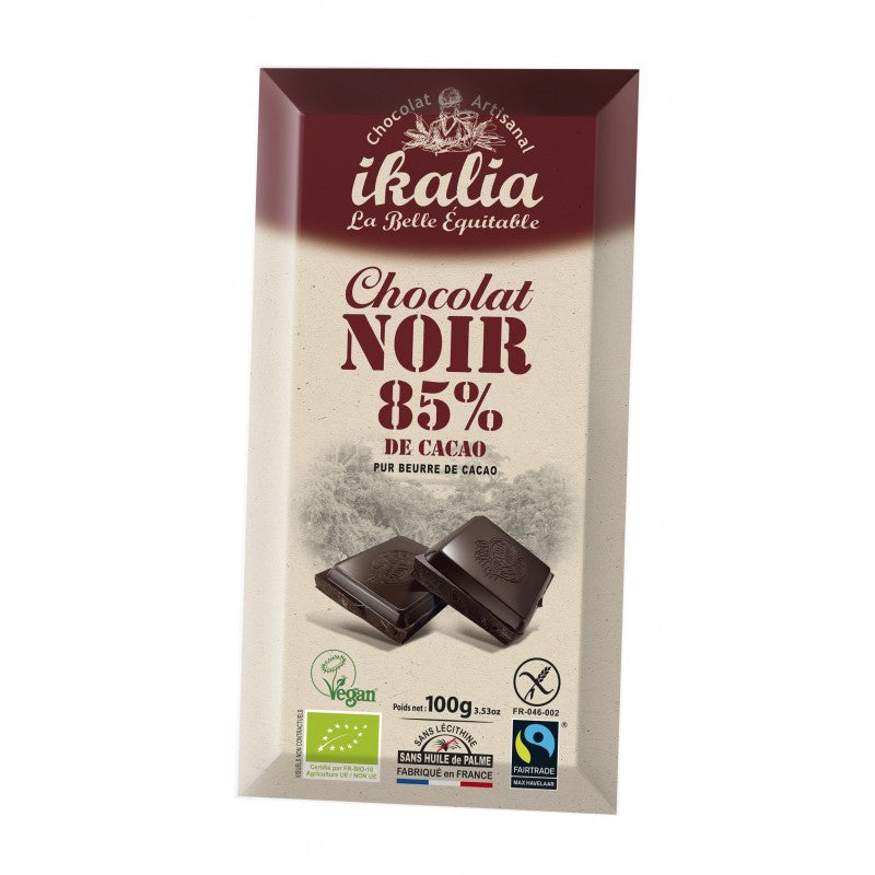 Ikalia Chocolat Noir 85% Kakaoschokolade glutenfrei vegan bio 