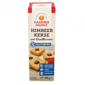 Hammermühle Himbeerkekse mit Vanillecreme glutenfrei weizenfrei vegan