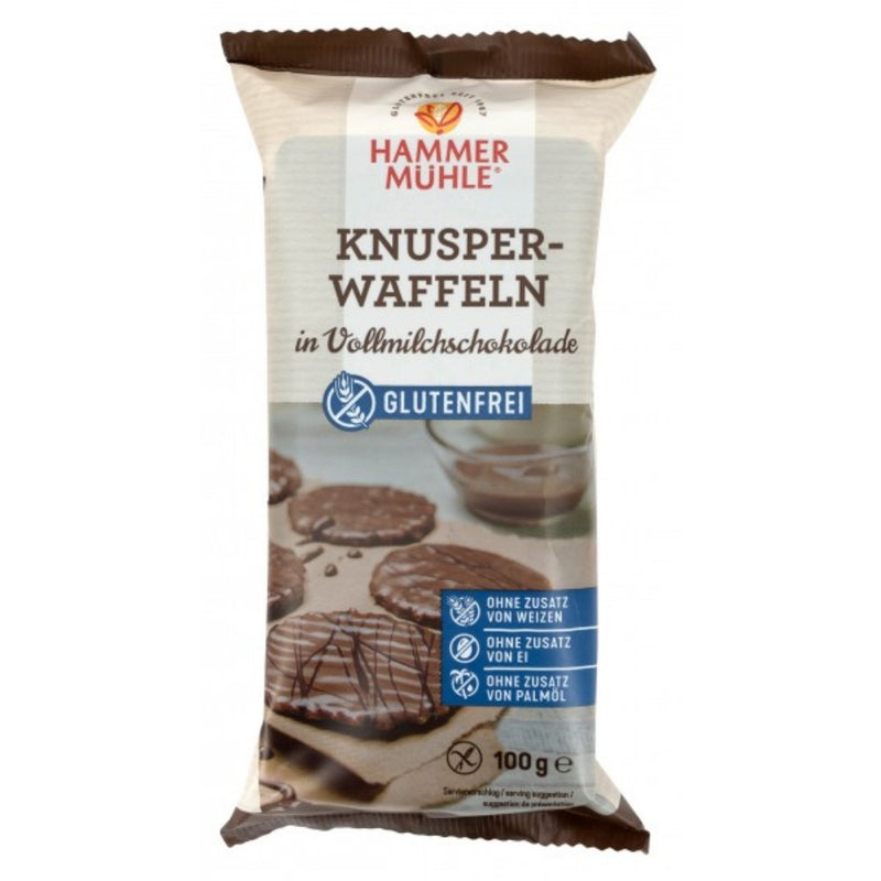 Hammermühle Knusperwaffeln in Vollmilchschokolade glutenfrei