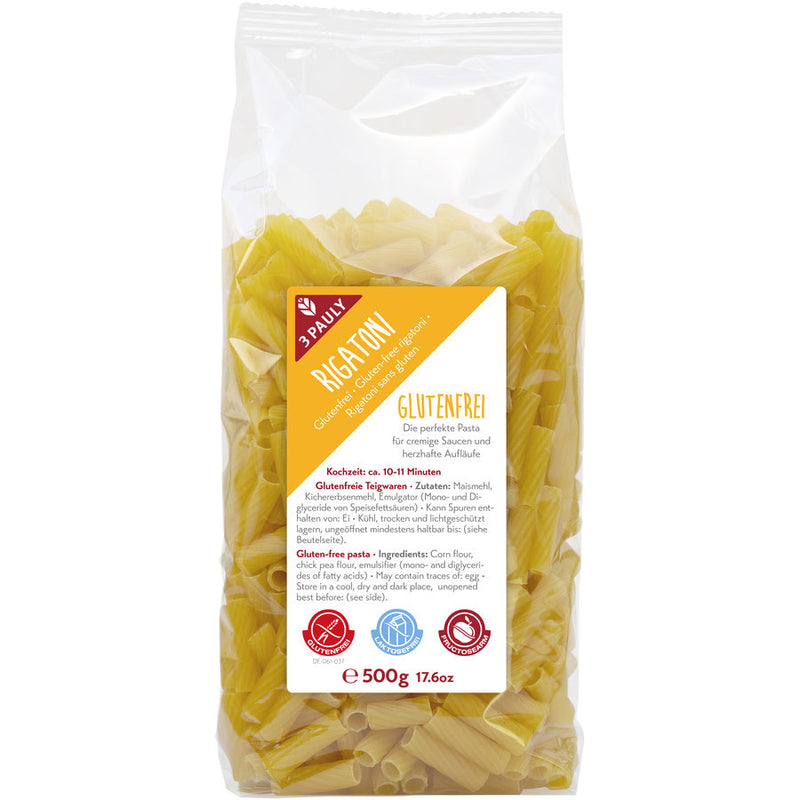 3 Pauly Rigatoni Nudeln glutenfrei Pasta - Der glutenfreie Online Shop